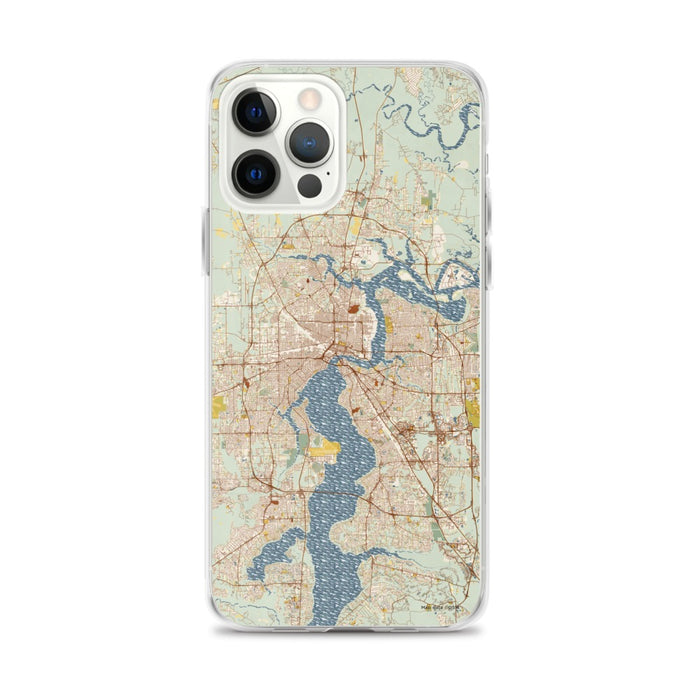 Custom Jacksonville Florida Map iPhone 12 Pro Max Phone Case in Woodblock