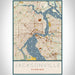Jacksonville Florida Map Print Portrait Orientation in Woodblock Style With Shaded Background