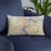 Custom Jacksonville Florida Map Throw Pillow in Woodblock on Blue Colored Chair