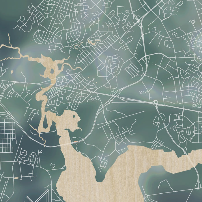 Jacksonville North Carolina Map Print in Afternoon Style Zoomed In Close Up Showing Details