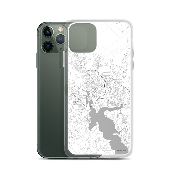 Custom Jacksonville North Carolina Map Phone Case in Classic on Table with Laptop and Plant
