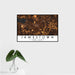 16x24 Jamestown New York Map Print Landscape Orientation in Ember Style With Tropical Plant Leaves in Water