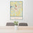 24x36 Jamestown New York Map Print Portrait Orientation in Woodblock Style Behind 2 Chairs Table and Potted Plant