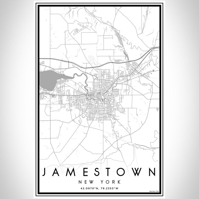 Jamestown New York Map Print Portrait Orientation in Classic Style With Shaded Background