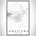 Jamestown New York Map Print Portrait Orientation in Classic Style With Shaded Background