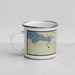 Left View Custom Jamestown New York Map Enamel Mug in Woodblock