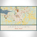 Jamestown New York Map Print Landscape Orientation in Woodblock Style With Shaded Background