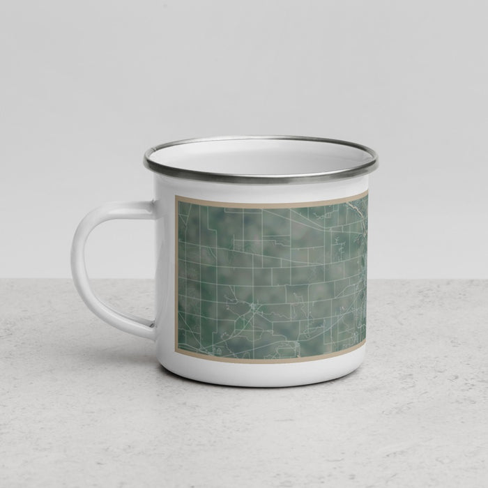 Left View Custom Janesville Wisconsin Map Enamel Mug in Afternoon