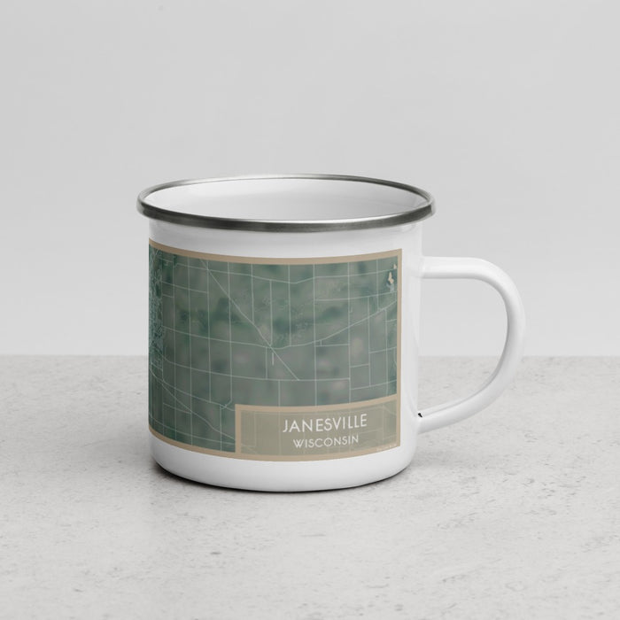 Right View Custom Janesville Wisconsin Map Enamel Mug in Afternoon