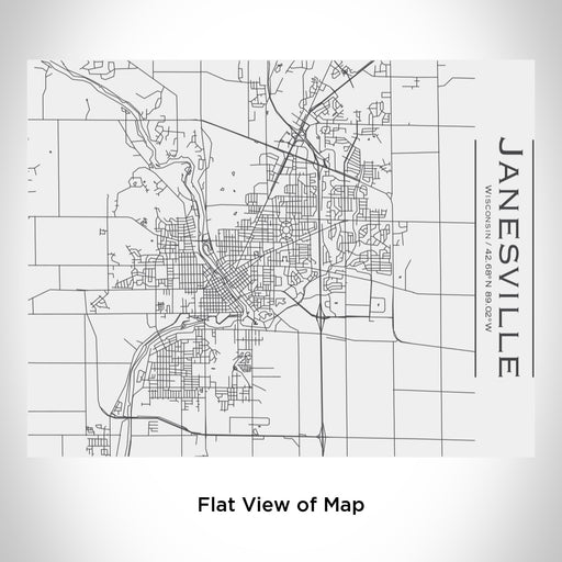 Rendered View of Janesville Wisconsin Map Engraving on 20oz Stainless Steel Insulated Bottle with Bamboo Top in White