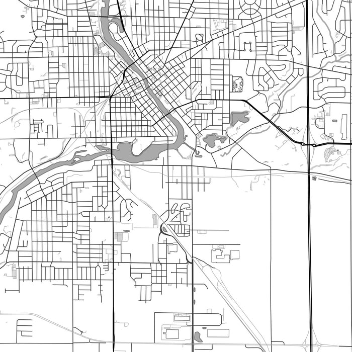 Janesville Wisconsin Map Print in Classic Style Zoomed In Close Up Showing Details