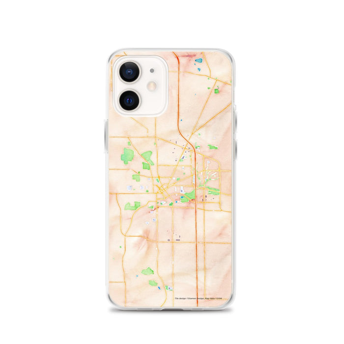 Custom Janesville Wisconsin Map iPhone 12 Phone Case in Watercolor