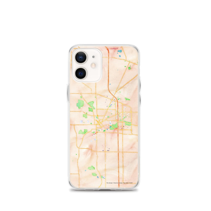 Custom Janesville Wisconsin Map iPhone 12 mini Phone Case in Watercolor