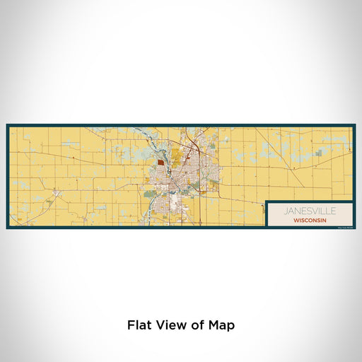 Flat View of Map Custom Janesville Wisconsin Map Enamel Mug in Woodblock
