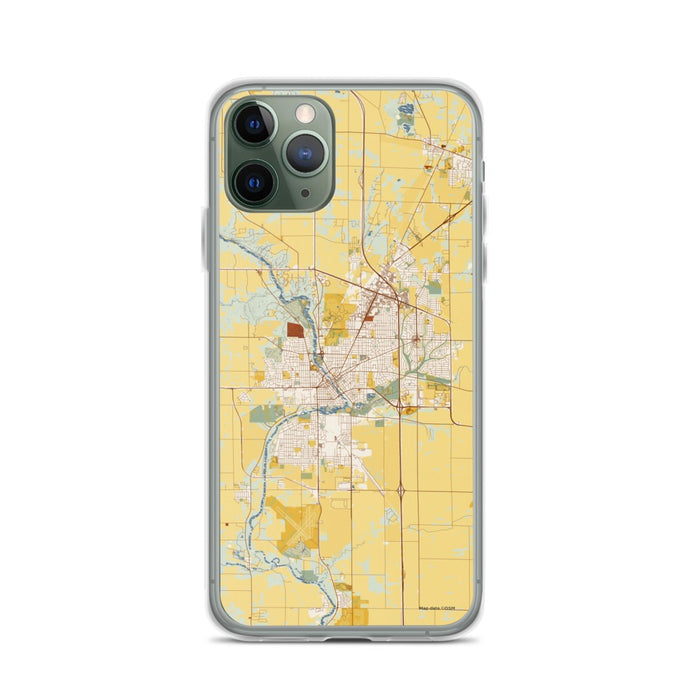 Custom Janesville Wisconsin Map Phone Case in Woodblock