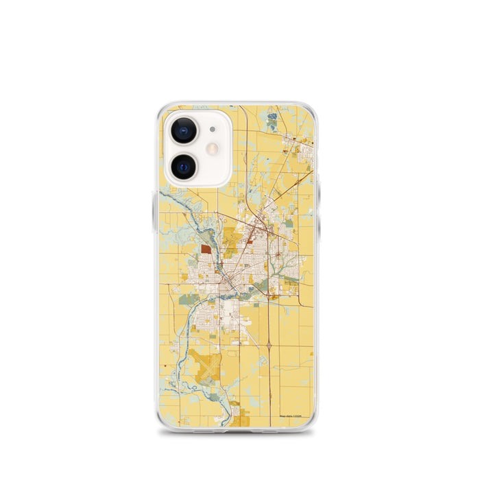 Custom Janesville Wisconsin Map iPhone 12 mini Phone Case in Woodblock