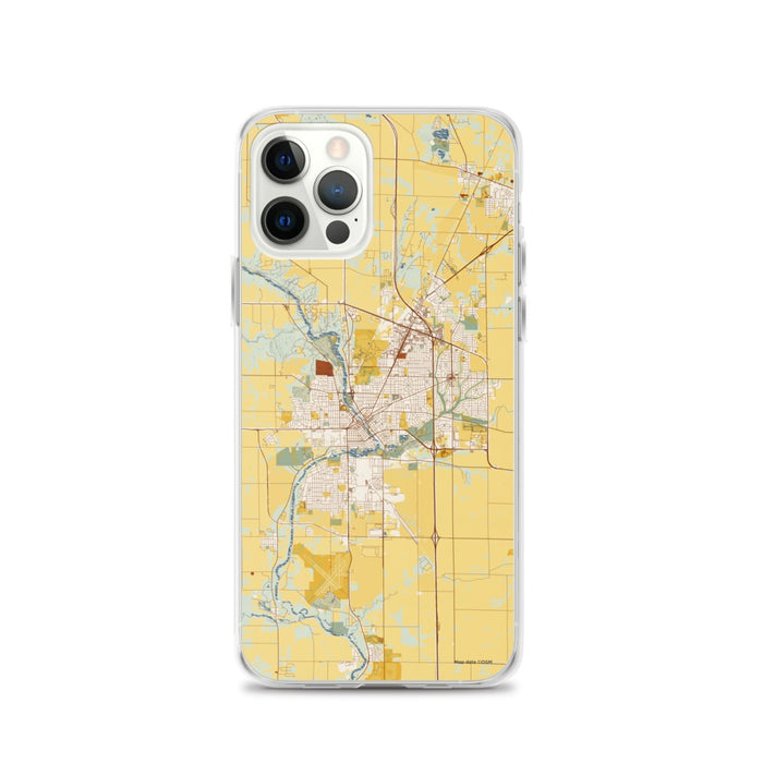 Custom Janesville Wisconsin Map iPhone 12 Pro Phone Case in Woodblock
