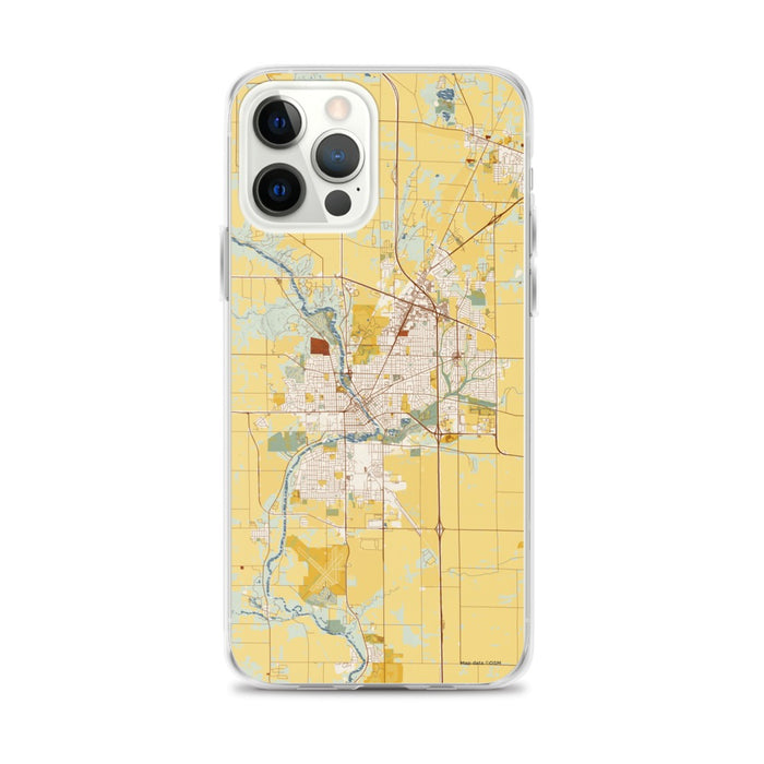 Custom Janesville Wisconsin Map iPhone 12 Pro Max Phone Case in Woodblock