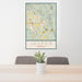 24x36 Jasper Georgia Map Print Portrait Orientation in Woodblock Style Behind 2 Chairs Table and Potted Plant
