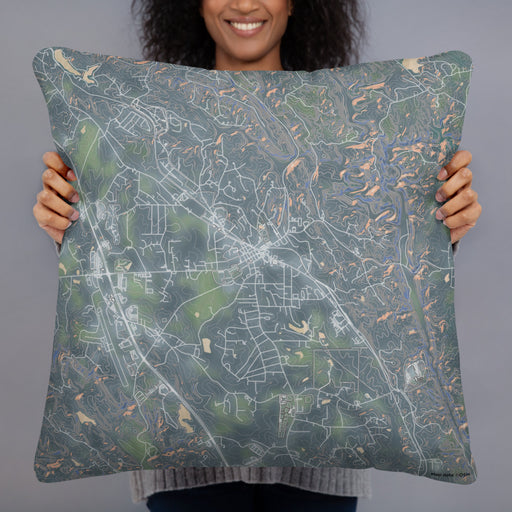 Person holding 22x22 Custom Jasper Georgia Map Throw Pillow in Afternoon