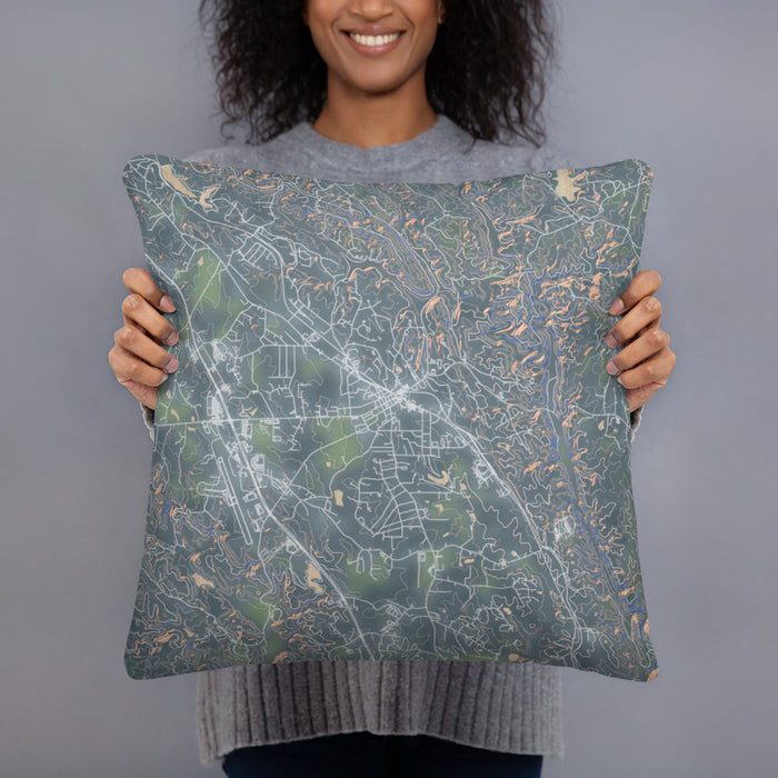 Person holding 18x18 Custom Jasper Georgia Map Throw Pillow in Afternoon