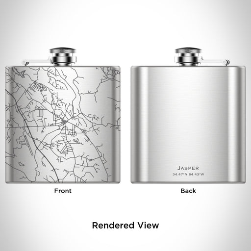 Rendered View of Jasper Georgia Map Engraving on 6oz Stainless Steel Flask