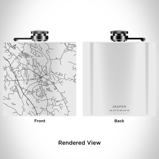 Rendered View of Jasper Georgia Map Engraving on 6oz Stainless Steel Flask in White