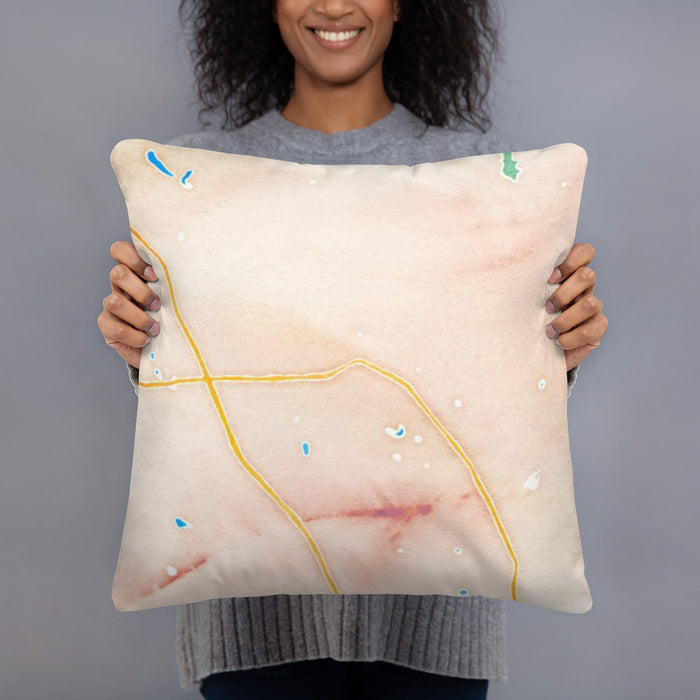 Person holding 18x18 Custom Jasper Georgia Map Throw Pillow in Watercolor