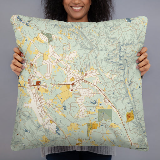 Person holding 22x22 Custom Jasper Georgia Map Throw Pillow in Woodblock