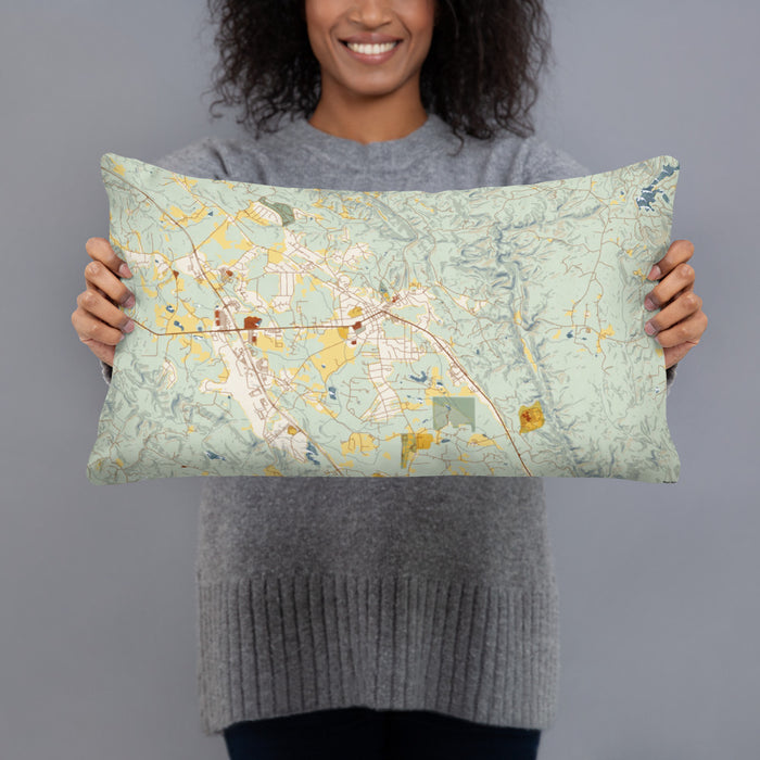 Person holding 20x12 Custom Jasper Georgia Map Throw Pillow in Woodblock