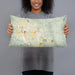 Person holding 20x12 Custom Jasper Georgia Map Throw Pillow in Woodblock