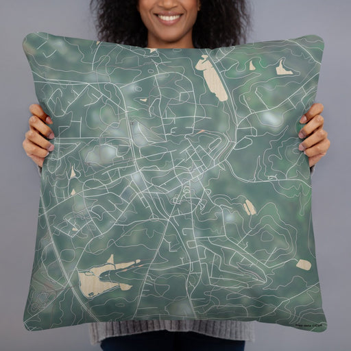 Person holding 22x22 Custom Jefferson Georgia Map Throw Pillow in Afternoon