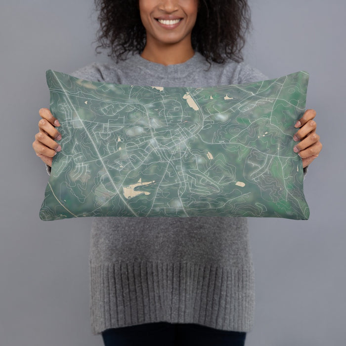 Person holding 20x12 Custom Jefferson Georgia Map Throw Pillow in Afternoon