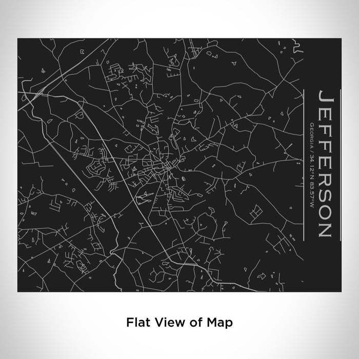 Rendered View of Jefferson Georgia Map Engraving on 20oz Stainless Steel Insulated Bottle with Bamboo Top in Black