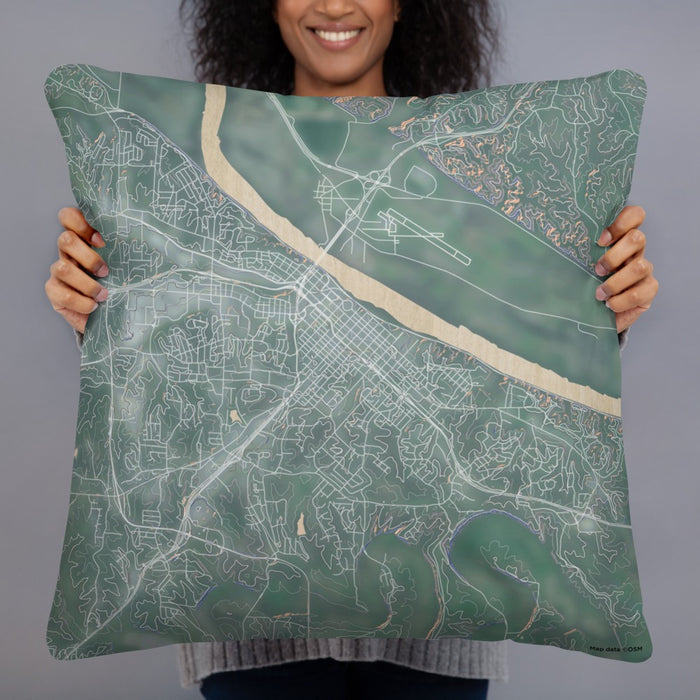 Person holding 22x22 Custom Jefferson City Missouri Map Throw Pillow in Afternoon