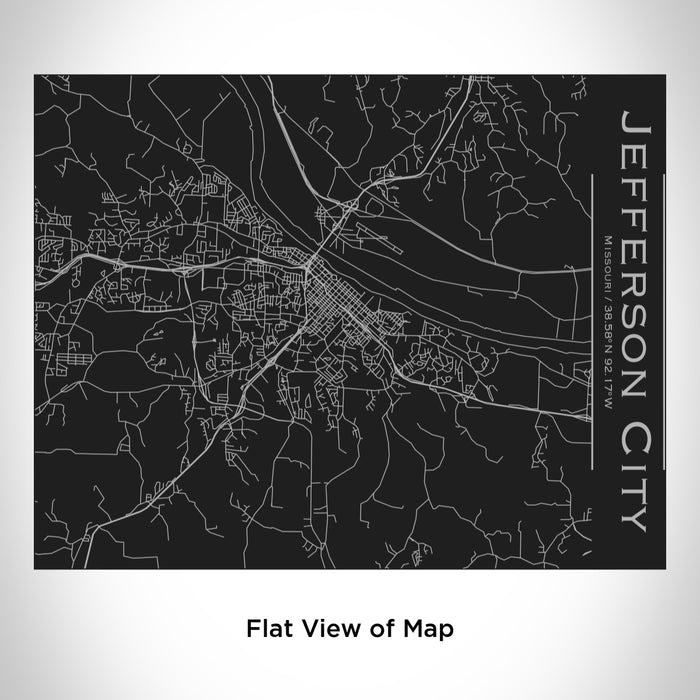 Rendered View of Jefferson City Missouri Map Engraving on 20oz Stainless Steel Insulated Bottle with Bamboo Top in Black