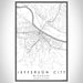 Jefferson City Missouri Map Print Portrait Orientation in Classic Style With Shaded Background