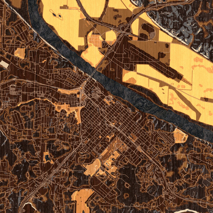 Jefferson City Missouri Map Print in Ember Style Zoomed In Close Up Showing Details