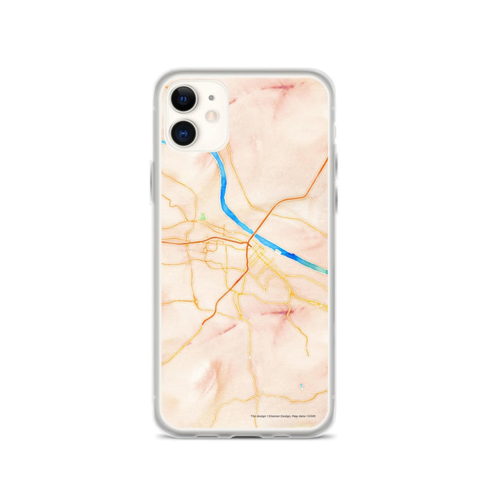 Custom iPhone 11 Jefferson City Missouri Map Phone Case in Watercolor