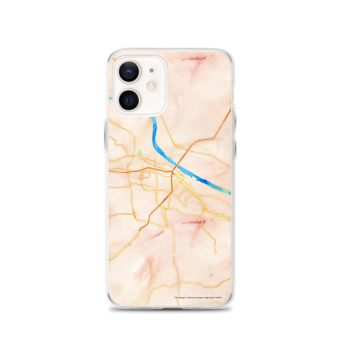 Custom iPhone 12 Jefferson City Missouri Map Phone Case in Watercolor