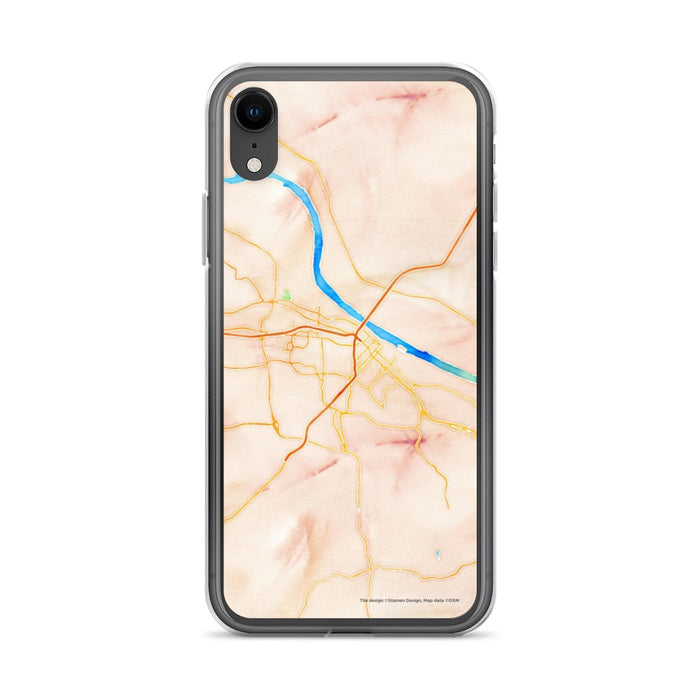 Custom iPhone XR Jefferson City Missouri Map Phone Case in Watercolor