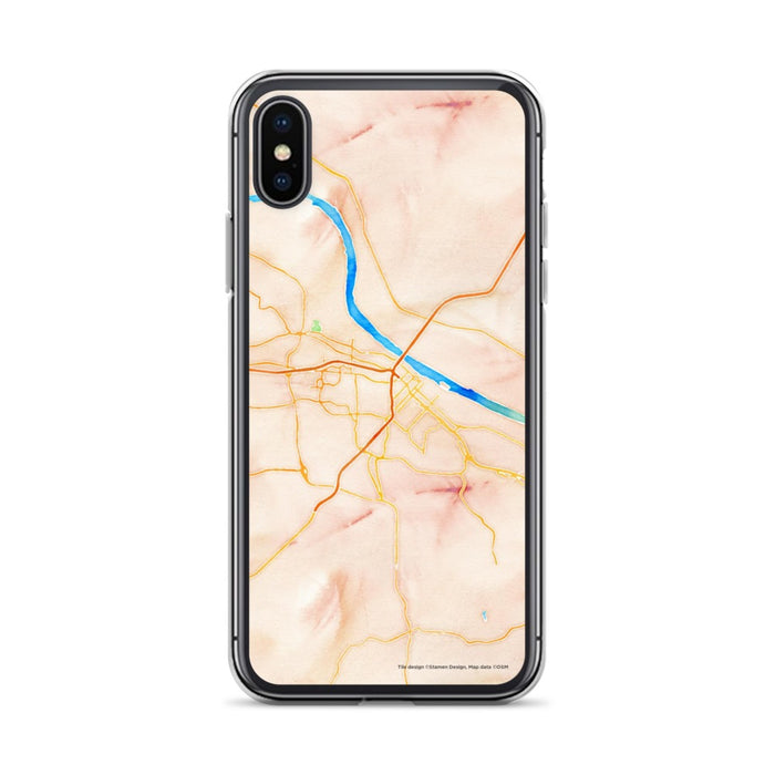 Custom iPhone X/XS Jefferson City Missouri Map Phone Case in Watercolor