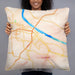 Person holding 22x22 Custom Jefferson City Missouri Map Throw Pillow in Watercolor