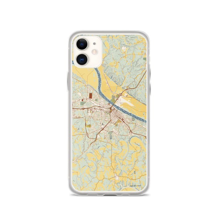 Custom iPhone 11 Jefferson City Missouri Map Phone Case in Woodblock