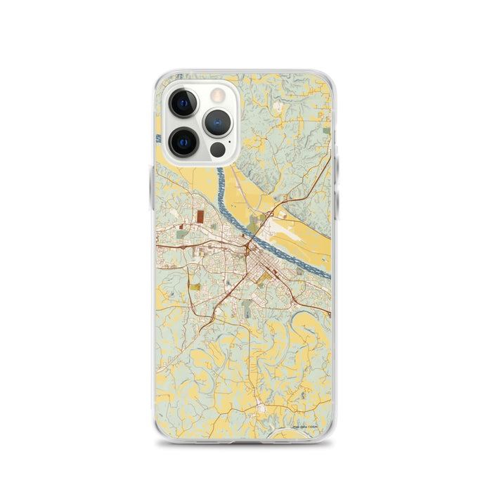 Custom iPhone 12 Pro Jefferson City Missouri Map Phone Case in Woodblock