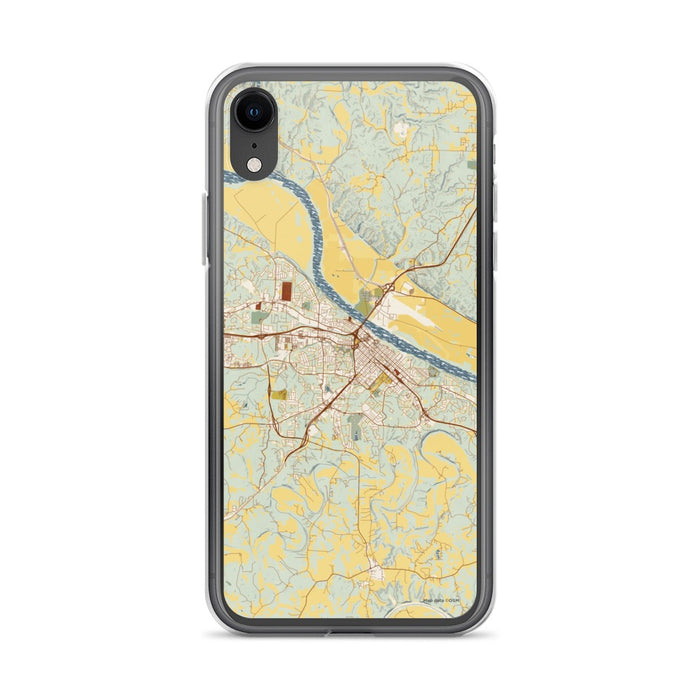 Custom iPhone XR Jefferson City Missouri Map Phone Case in Woodblock