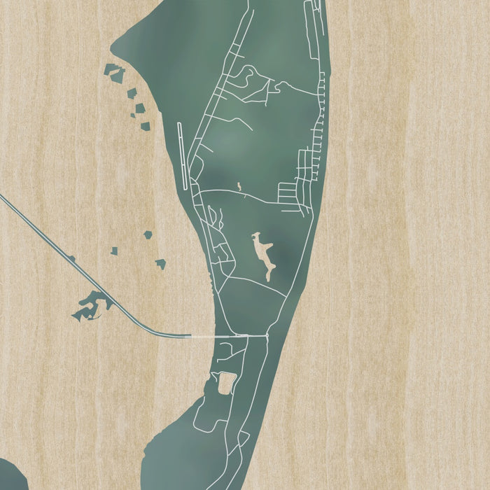 Jekyll Island Georgia Map Print in Afternoon Style Zoomed In Close Up Showing Details