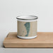 Front View Custom Jekyll Island Georgia Map Enamel Mug in Afternoon on Cutting Board