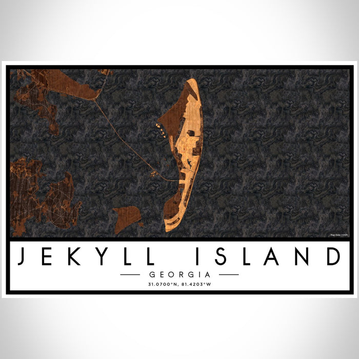 Jekyll Island Georgia Map Print Landscape Orientation in Ember Style With Shaded Background