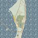 Jekyll Island Georgia Map Print in Woodblock Style Zoomed In Close Up Showing Details